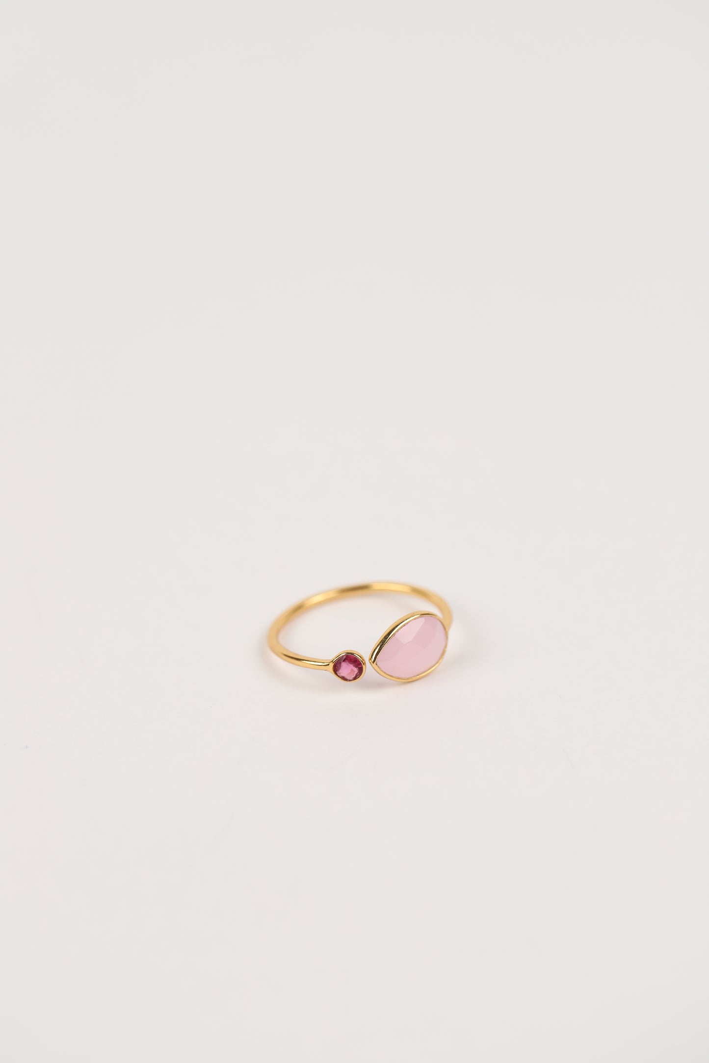 Rose Chalcedony & Pink Quartz Gold-Plated Ring