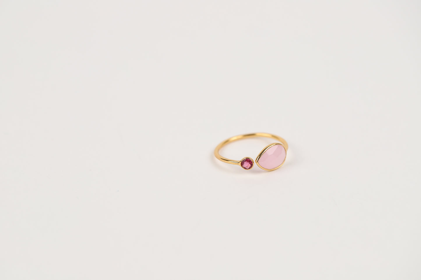 Rose Chalcedony & Pink Quartz Gold-Plated Ring