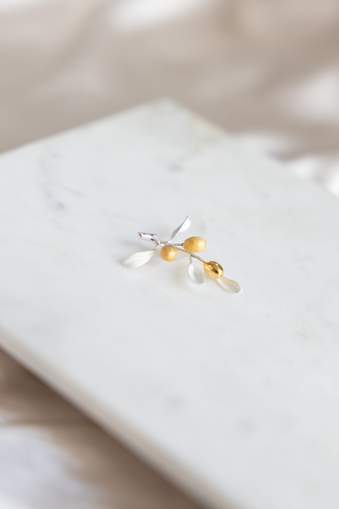 Olive Leaves Branch 925 Sterling Silver Fruit Pendant