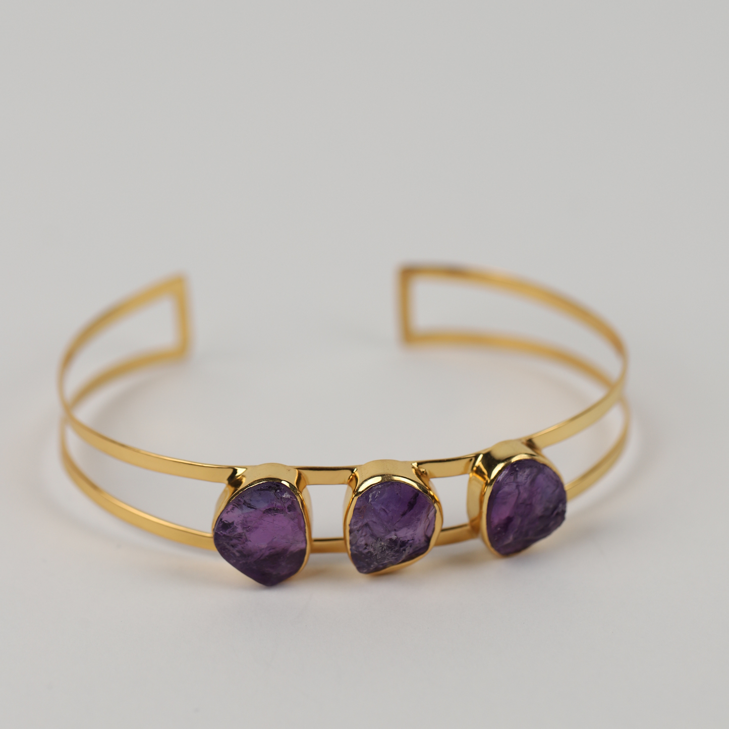 Amethyst Rough Gemstone 925 Silver Bracelet