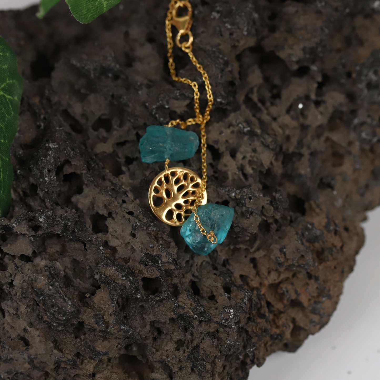 Apatite Rough Gemstone 925 Silver Gold Plated Bracelet