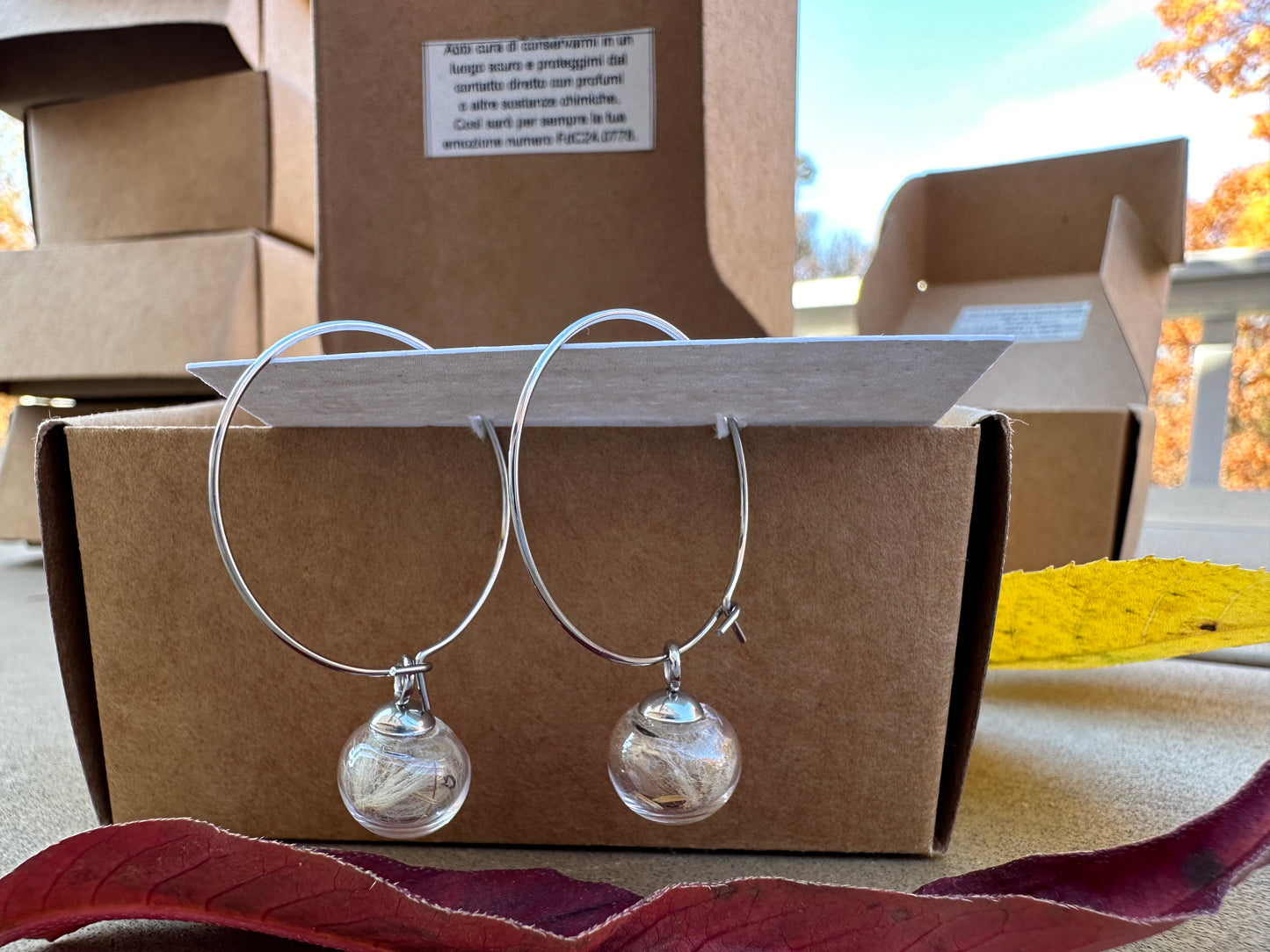 Make a Wish Glass Handcrafted Dandelion Earrings
