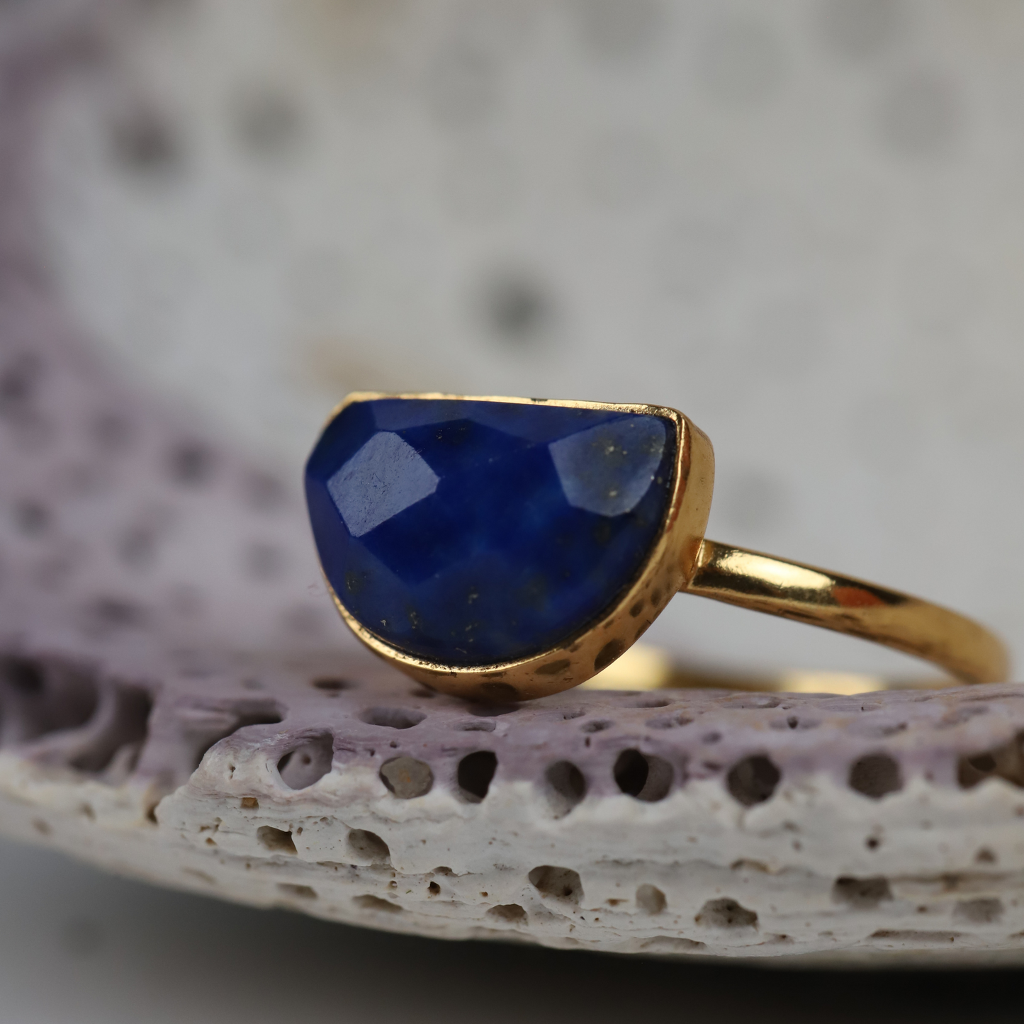 Lapiz Lazuli Gold-Plated 925 Silver Ring