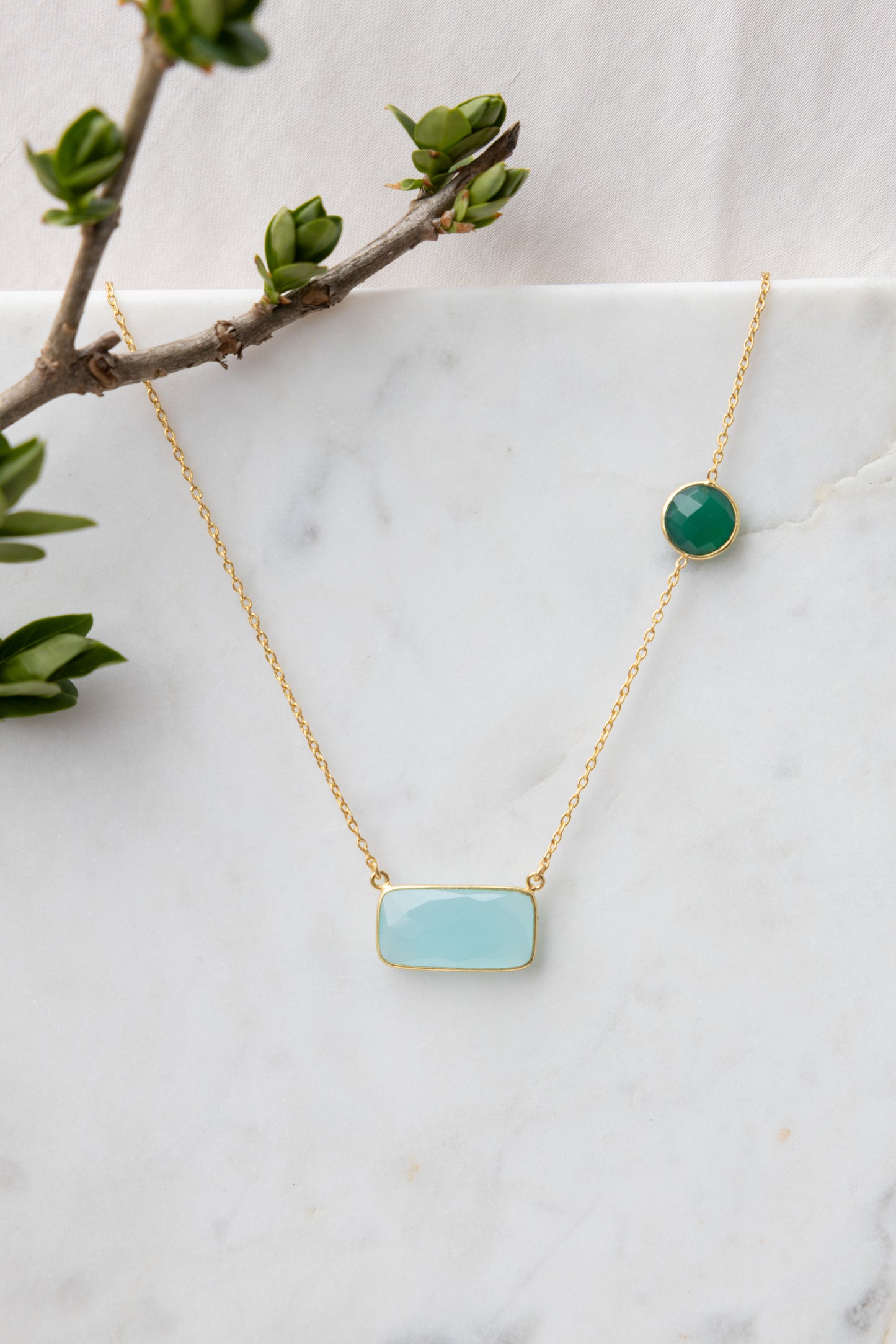 Aqua Chalcedony and Green Onyx