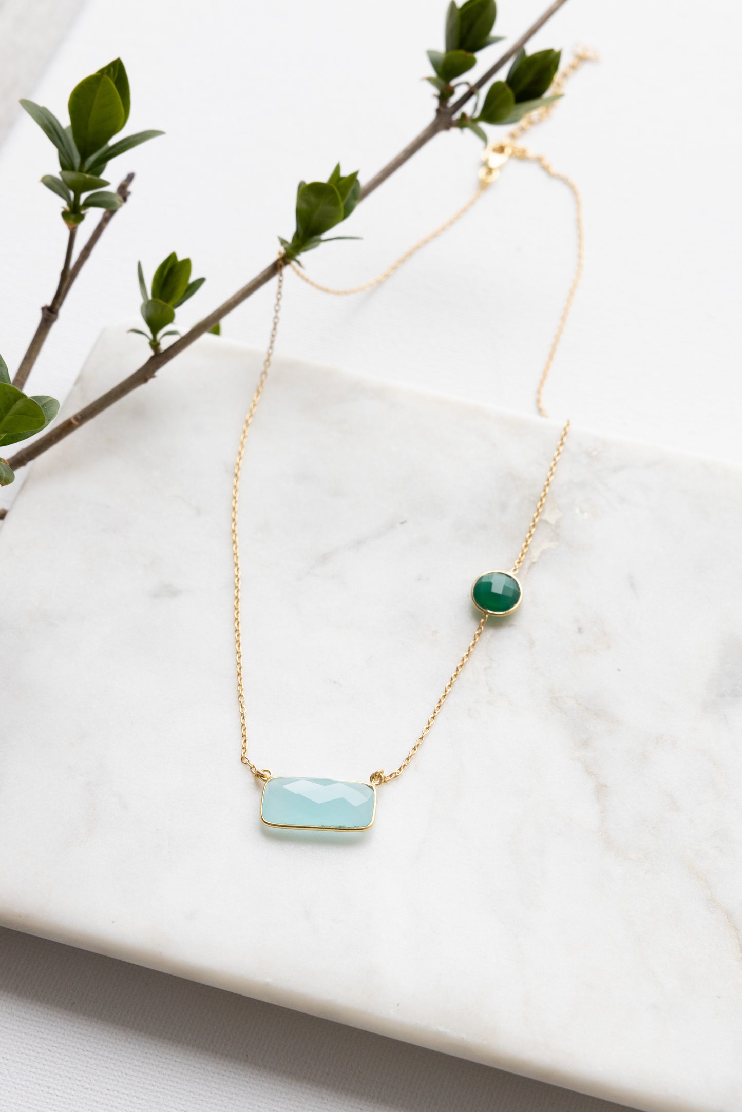 Aqua Chalcedony and Green Onyx