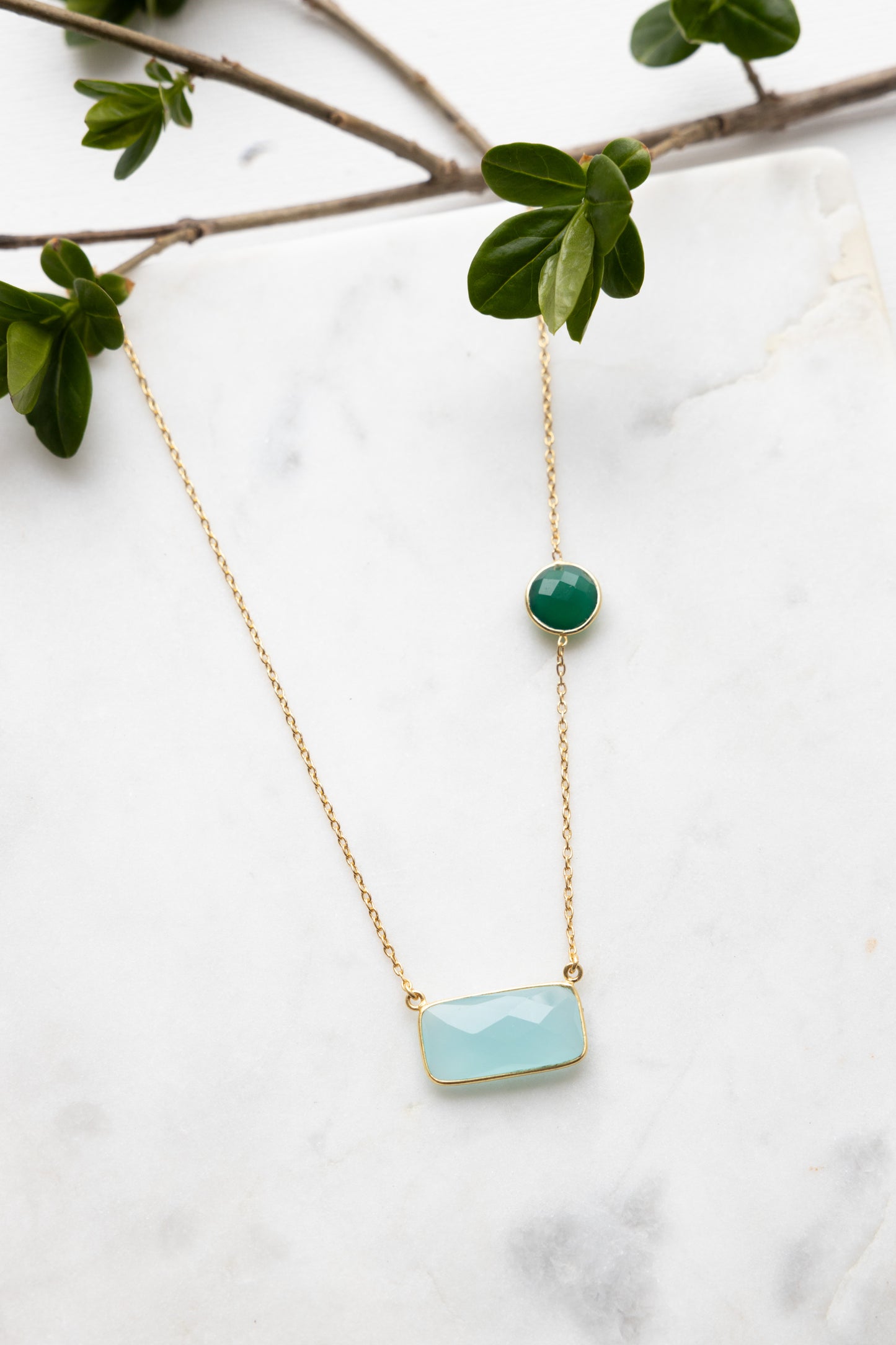 Aqua Chalcedony and Green Onyx