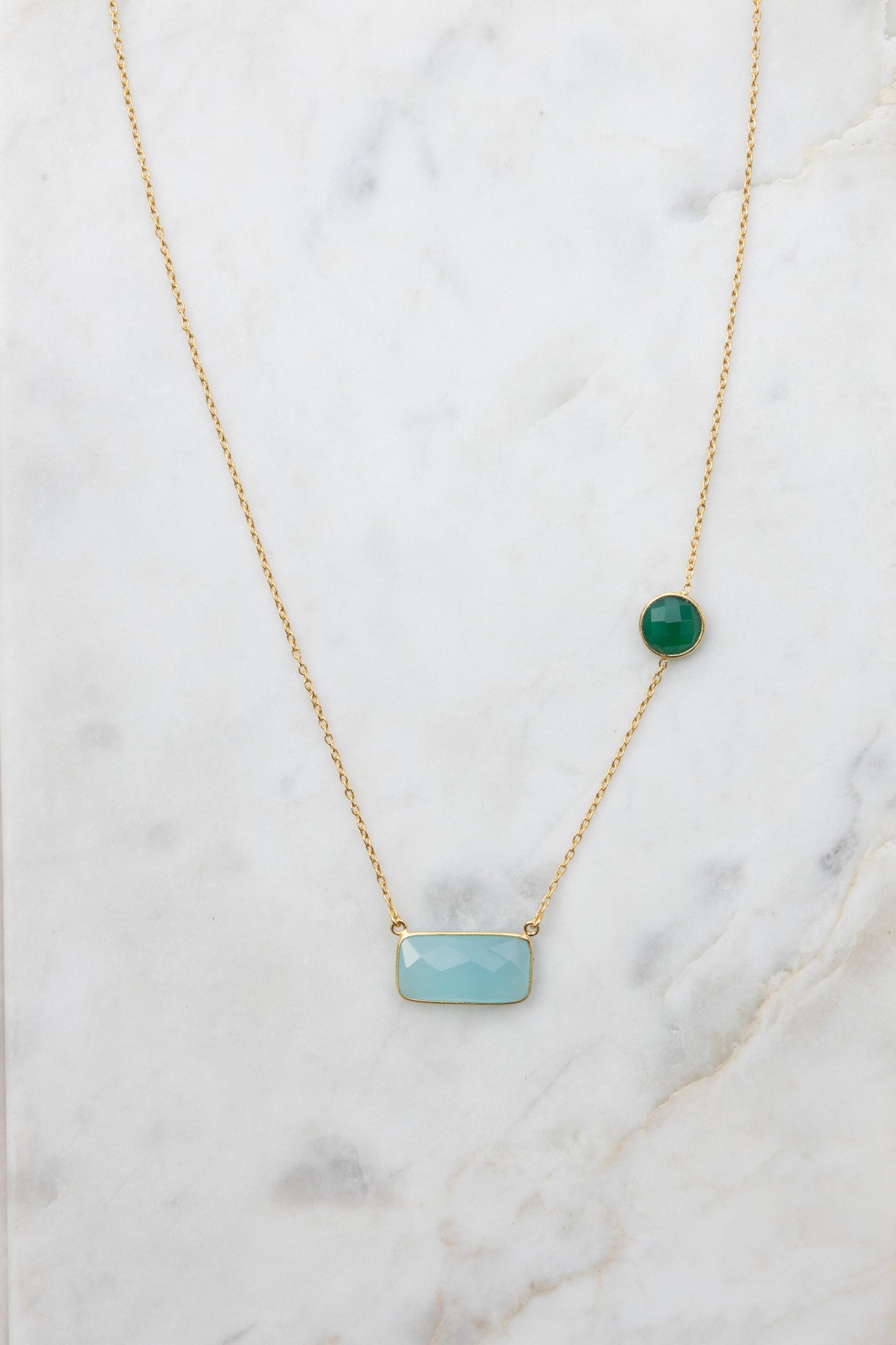 Aqua Chalcedony and Green Onyx