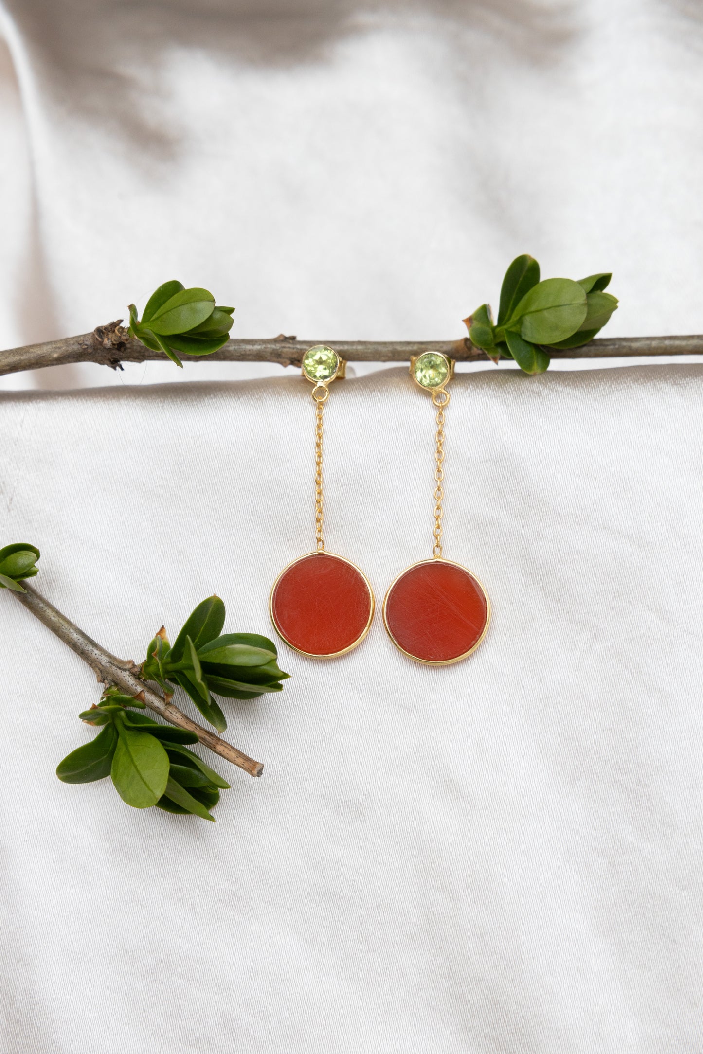 Peridot and Carnelian Earrings