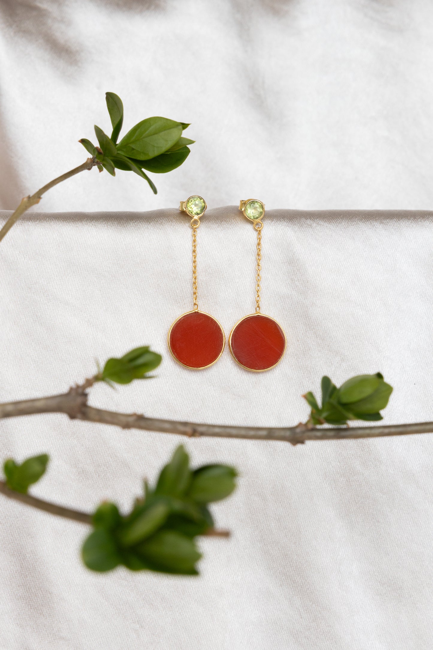 Peridot and Carnelian Earrings