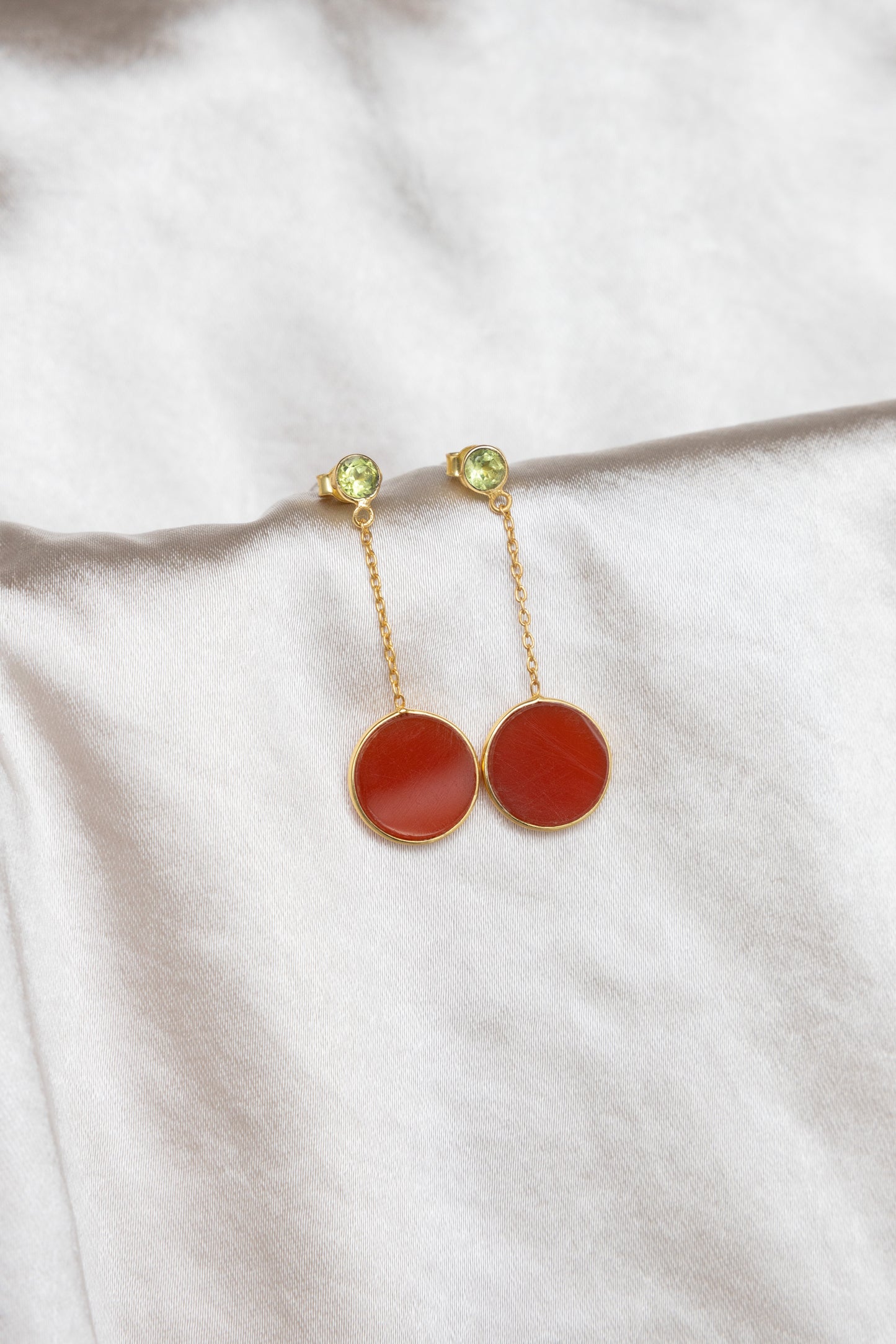 Peridot and Carnelian Earrings