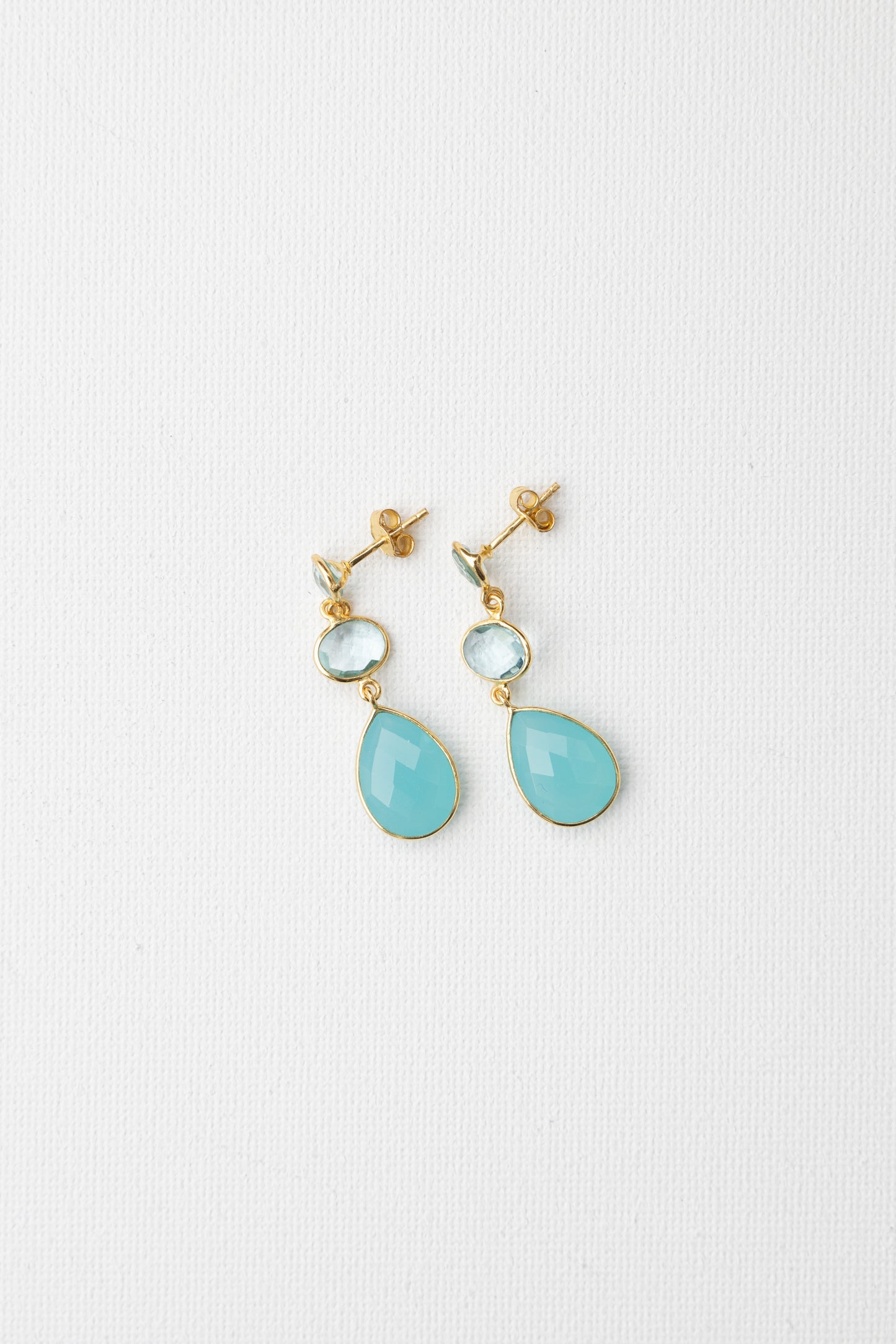 Blue Topaz and Aqua Chalcedony Drop