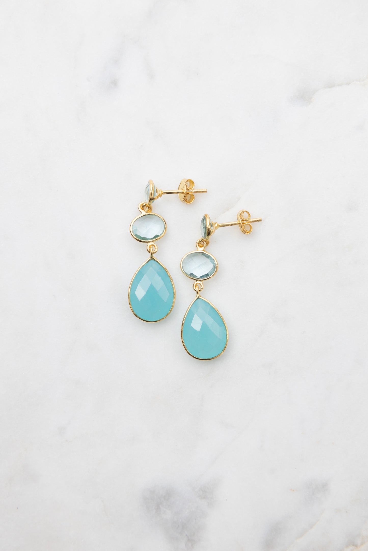 Blue Topaz and Aqua Chalcedony Drop