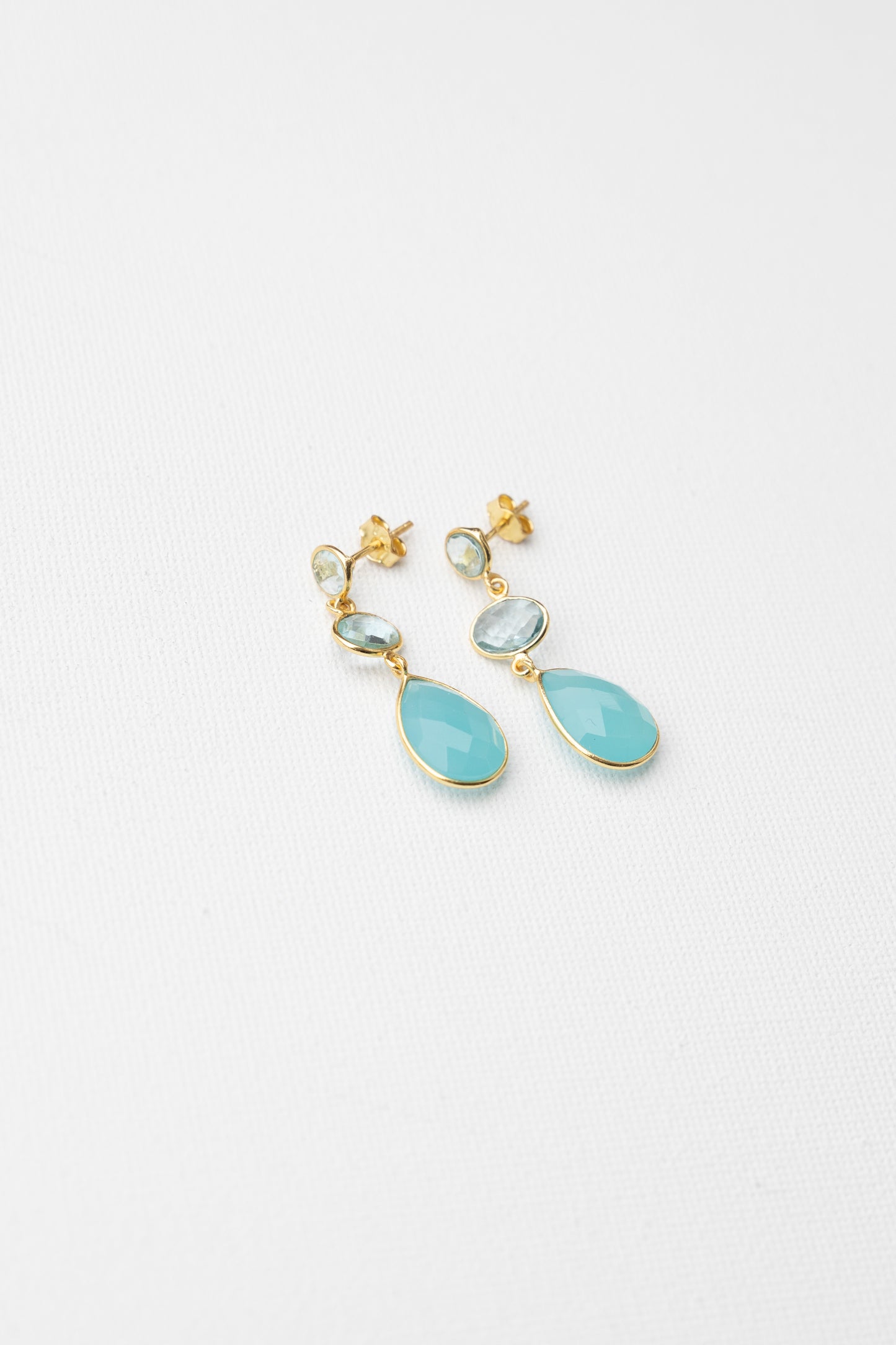 Blue Topaz and Aqua Chalcedony Drop