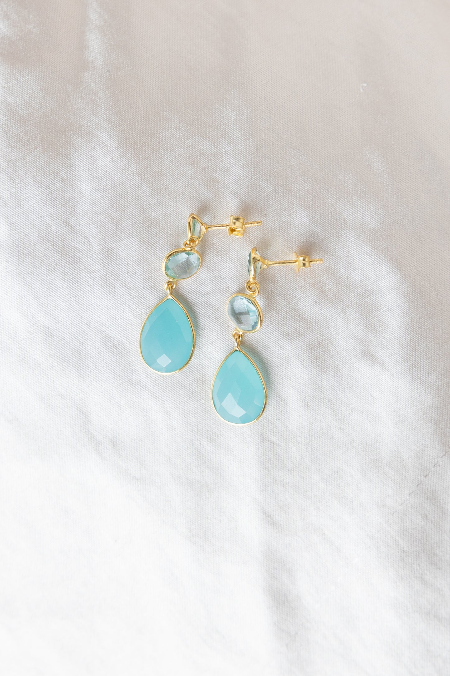 Blue Topaz and Aqua Chalcedony Drop