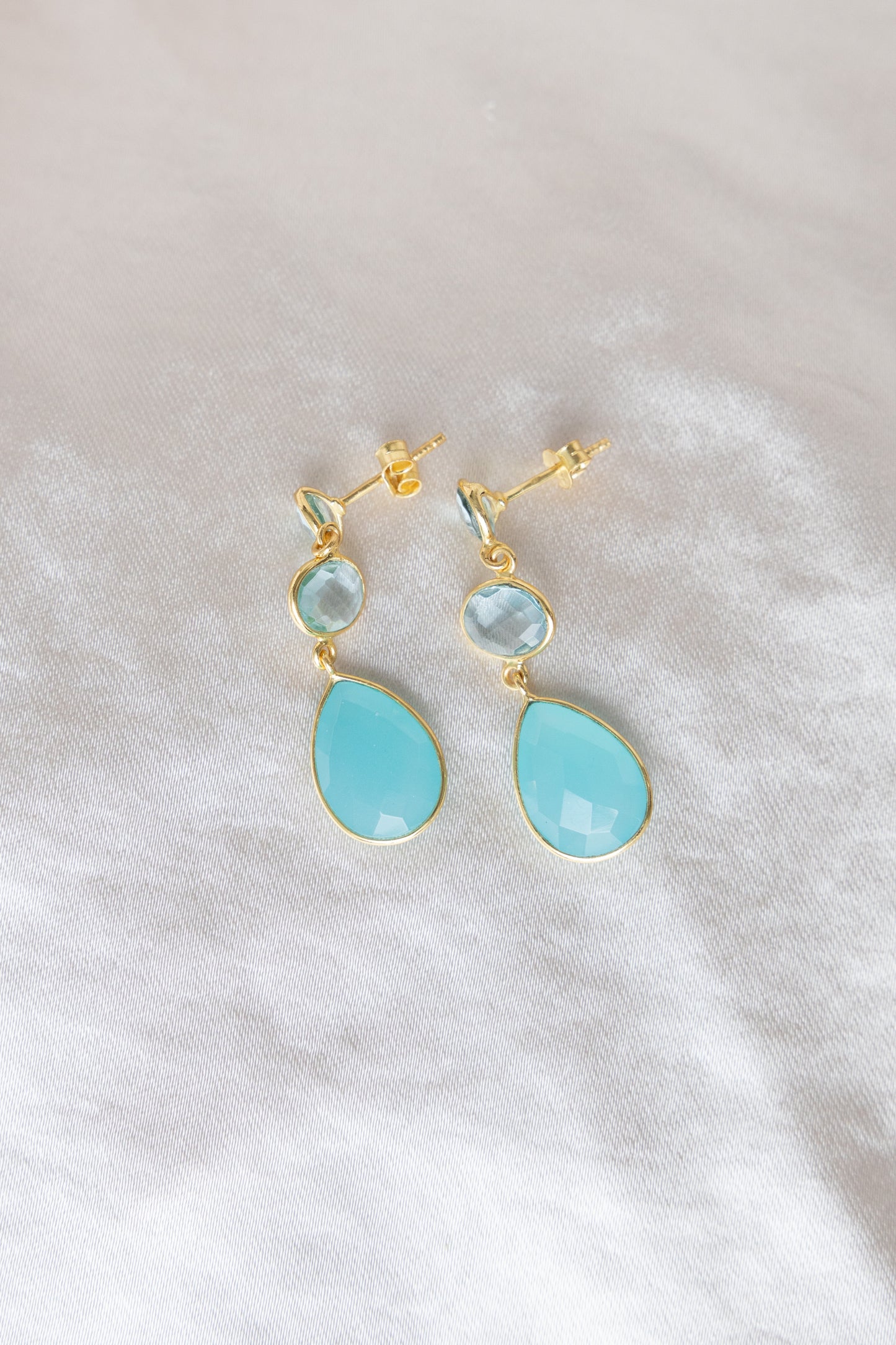 Blue Topaz and Aqua Chalcedony Drop