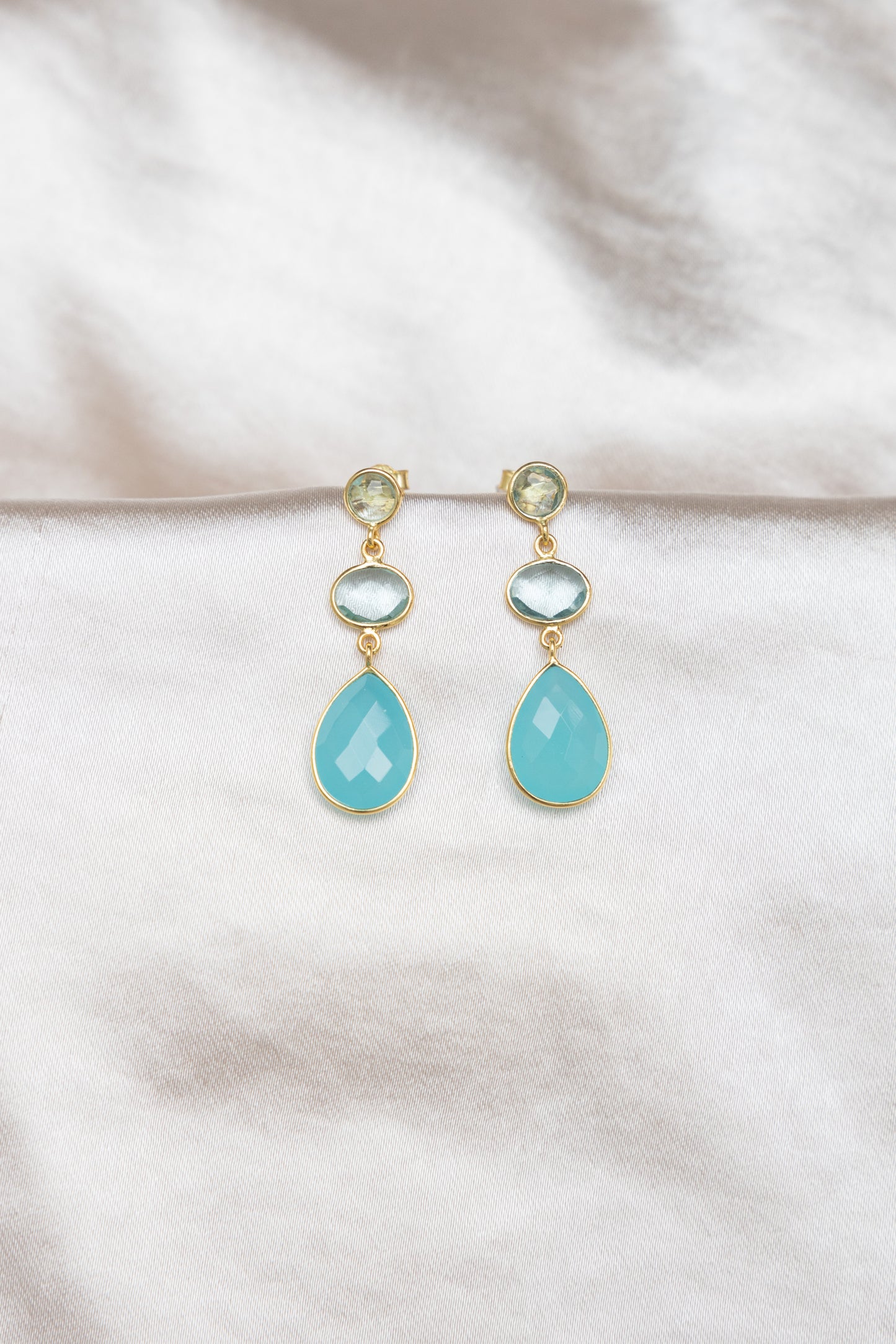 Blue Topaz and Aqua Chalcedony Drop