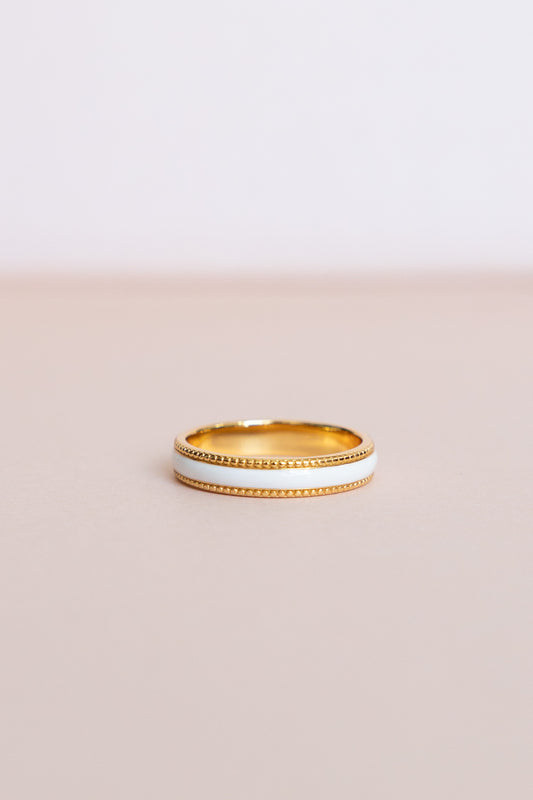 Classic Stackable White Enamel Ring