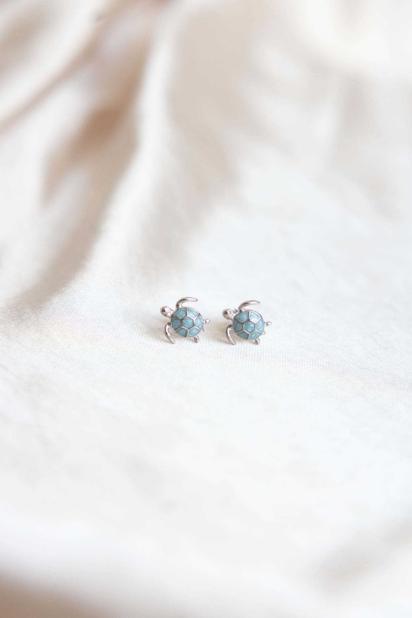 Blue Sea Turtle Enamel Earrings