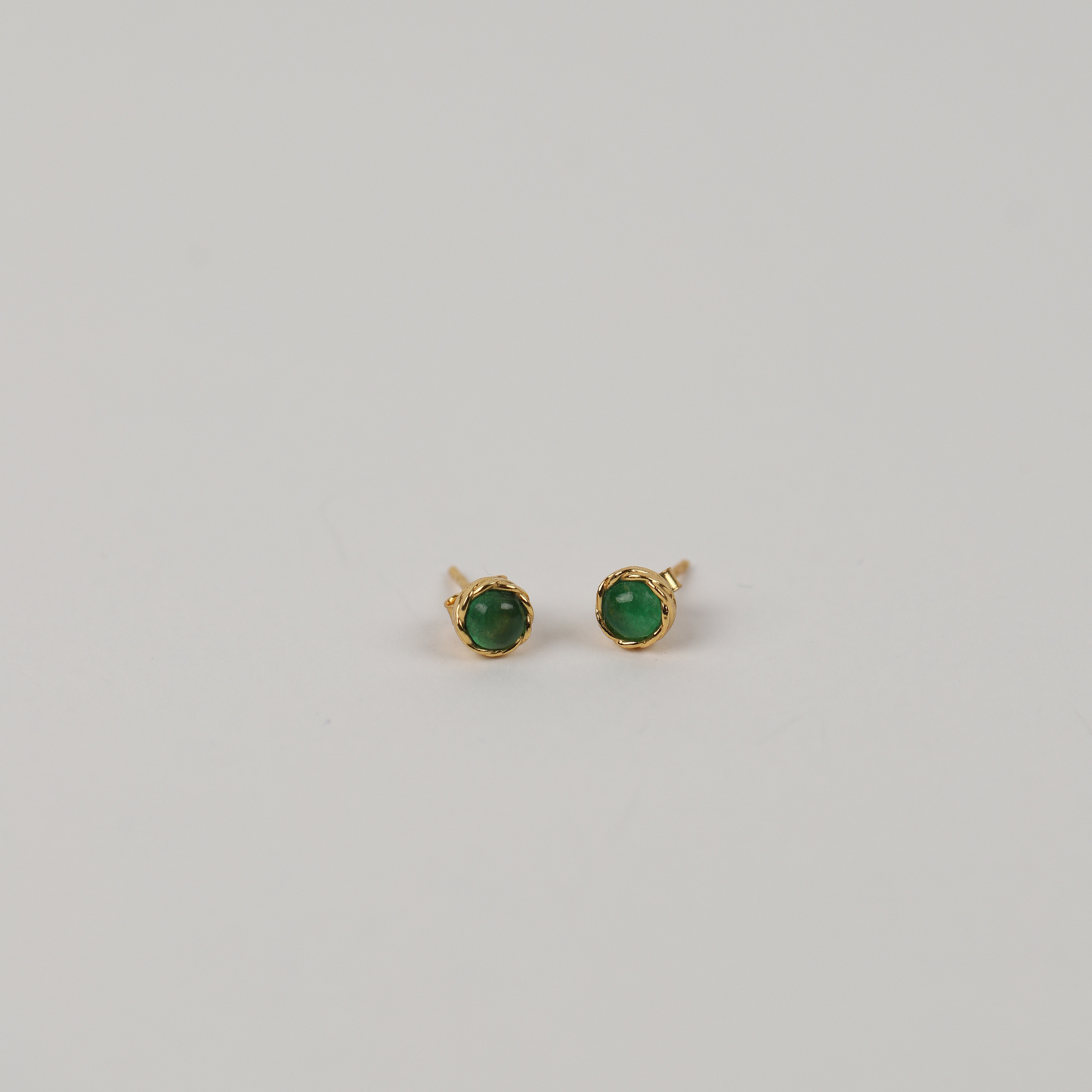 Green Jade Stud 925 Silver Earrings