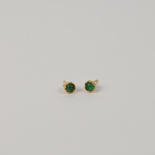 Green Jade Stud 925 Silver Earrings