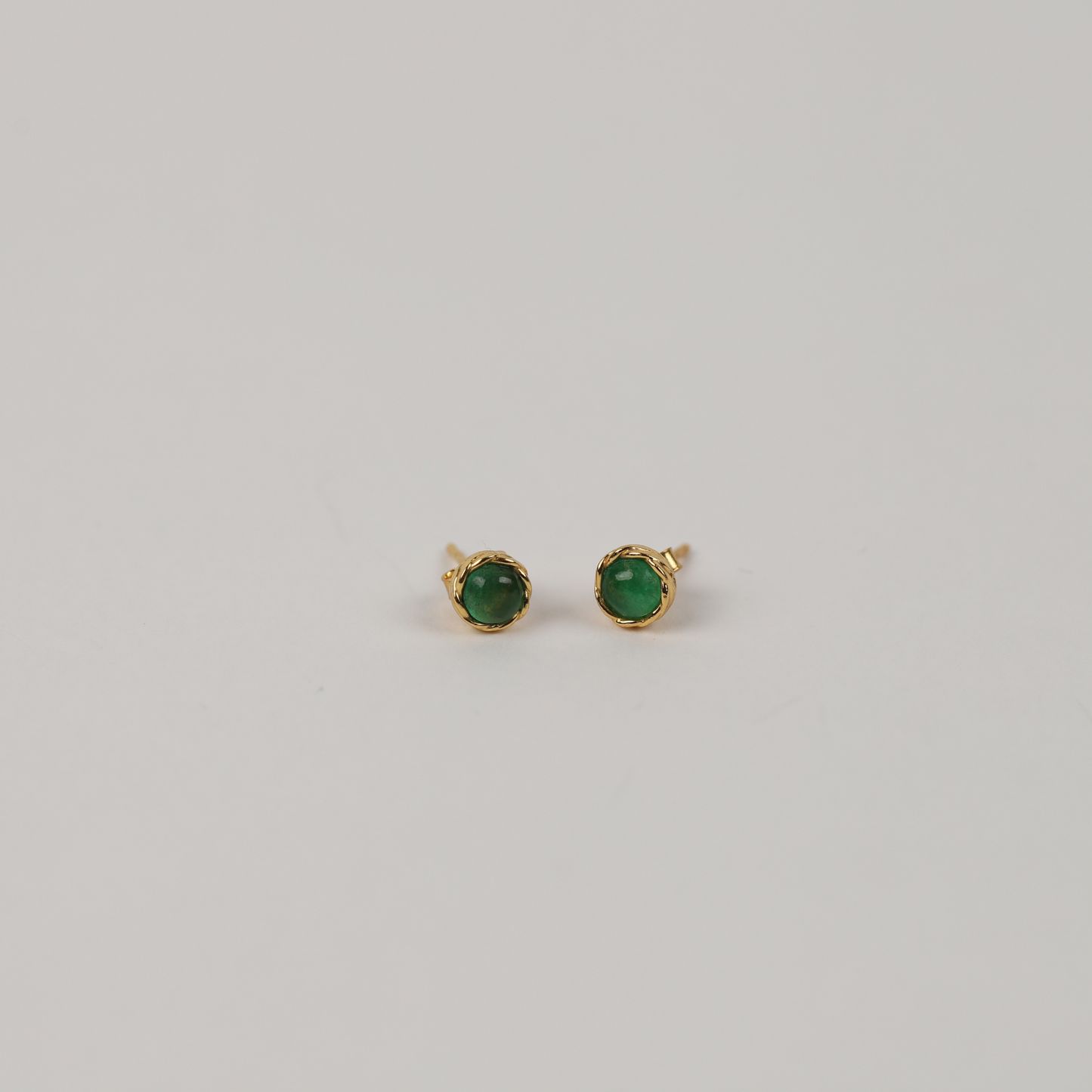 Green Jade Stud 925 Silver Earrings