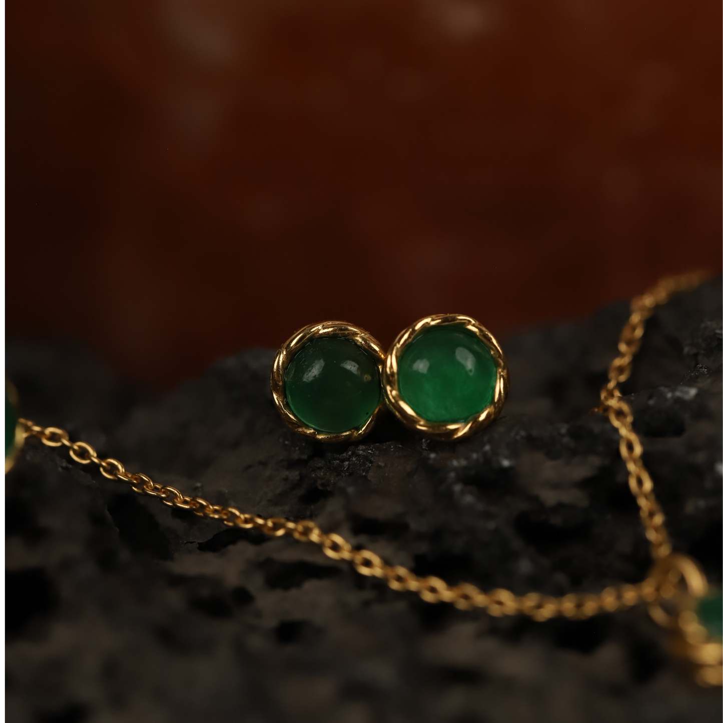 Green Jade Stud 925 Silver Earrings