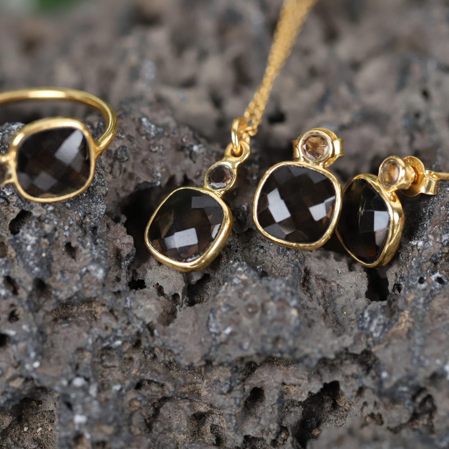 Smoky Quartz 925 Silver Earrings