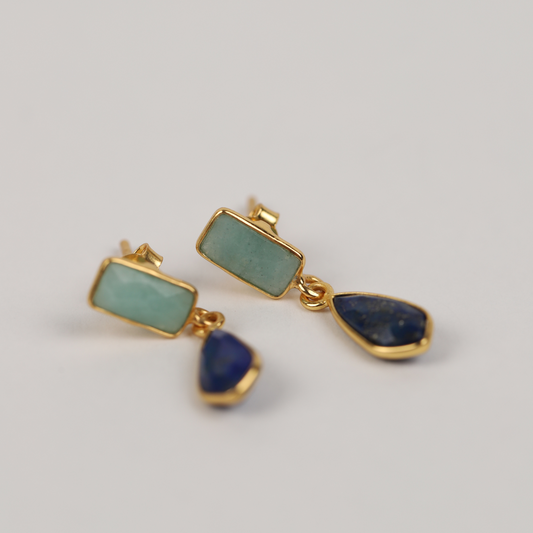 Amazonite & Lapis Lazuli 925 Silver Earrings
