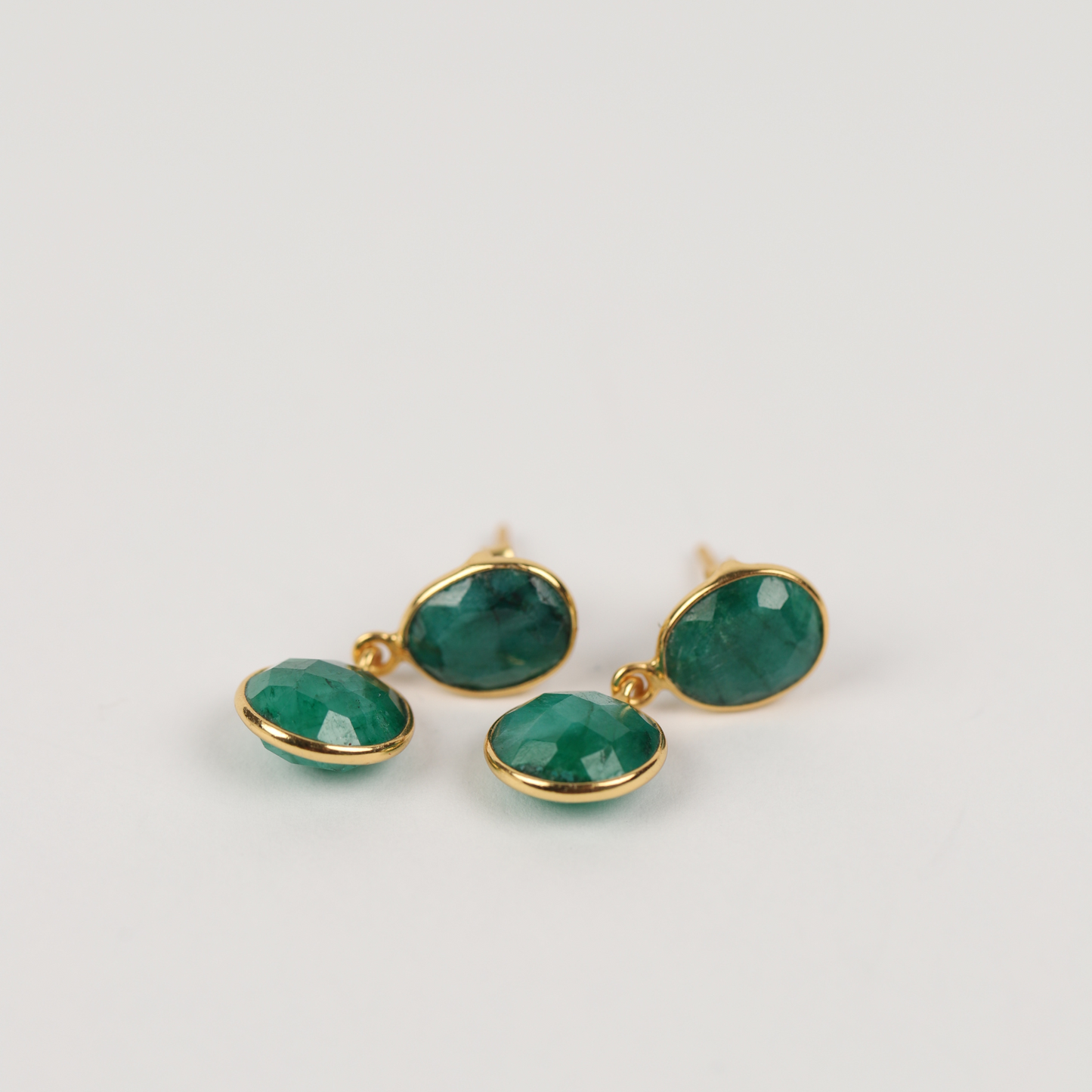 Emerald Gemstone Dangle 925 Silver Earrings