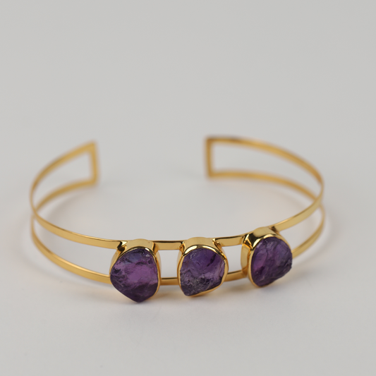 Amethyst Rough Gemstone 925 Silver Bracelet