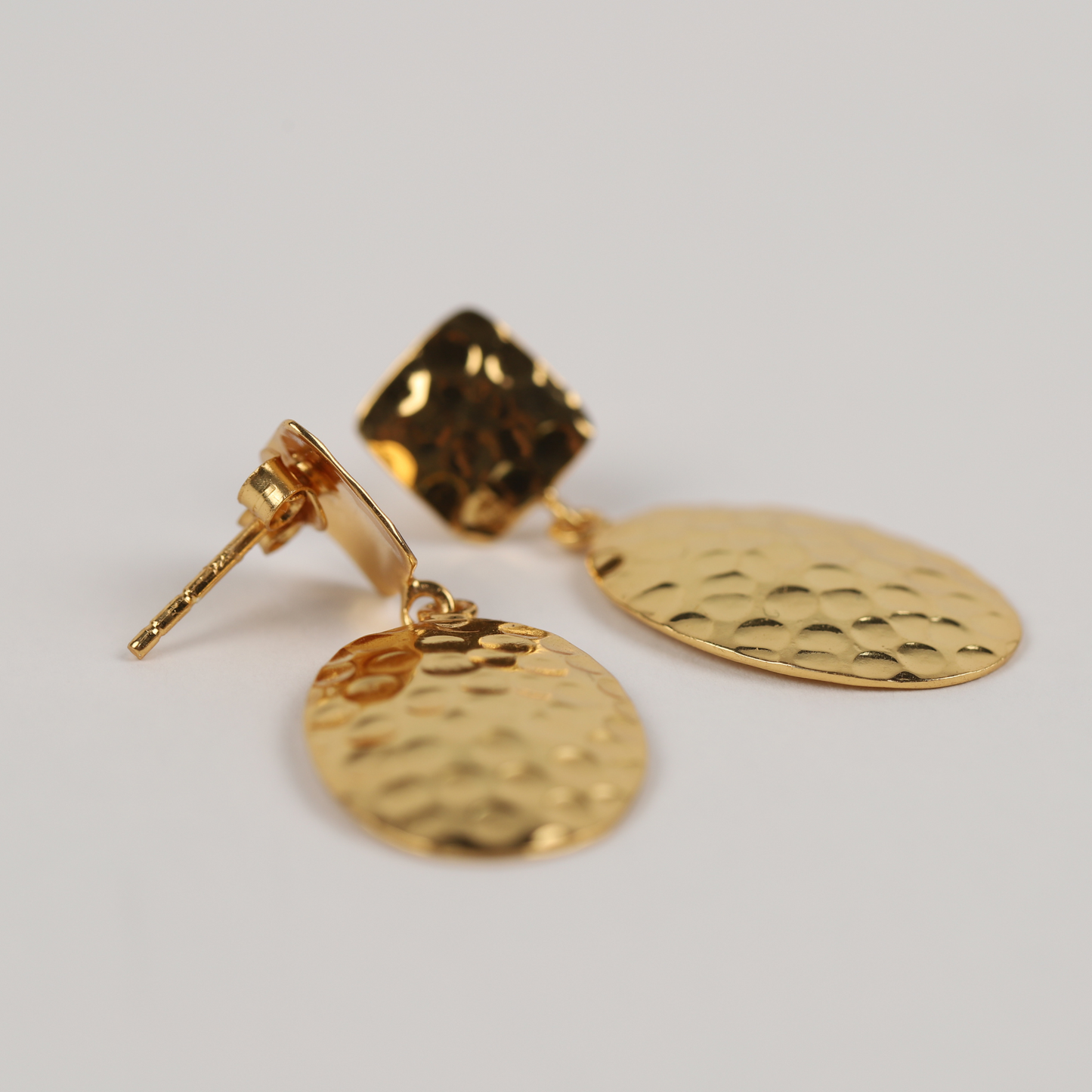 Hammered Gold-Plated Sterling Silver Stud Earrings