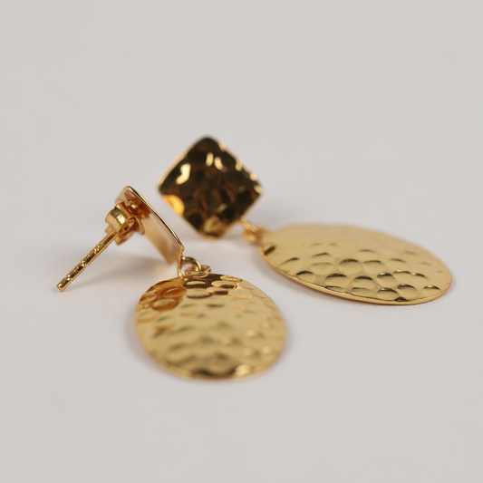 Hammered Gold-Plated Sterling Silver Stud Earrings