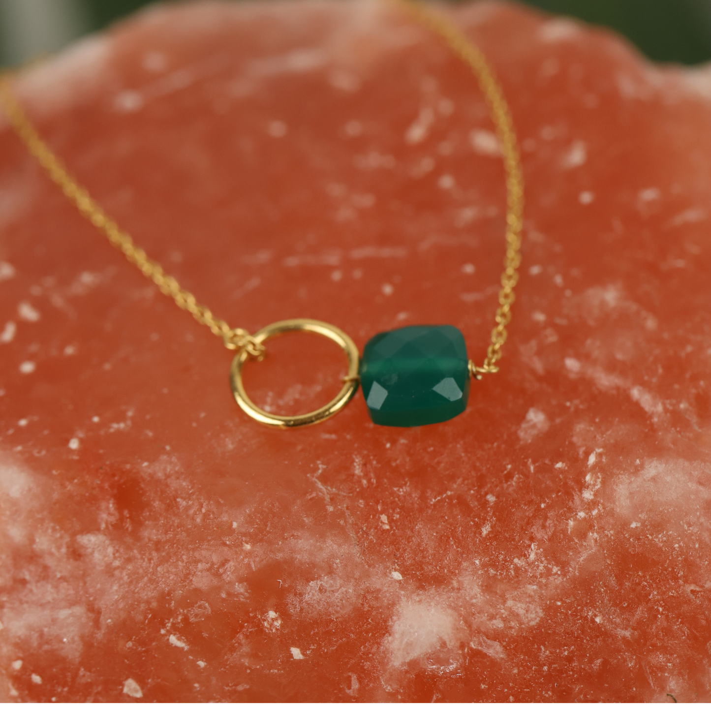 Green Onyx Square Gemstone 925 Silver Bracelet