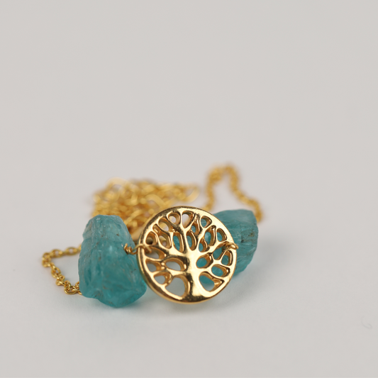 Apatite Rough Gemstone 925 Silver Gold Plated Bracelet