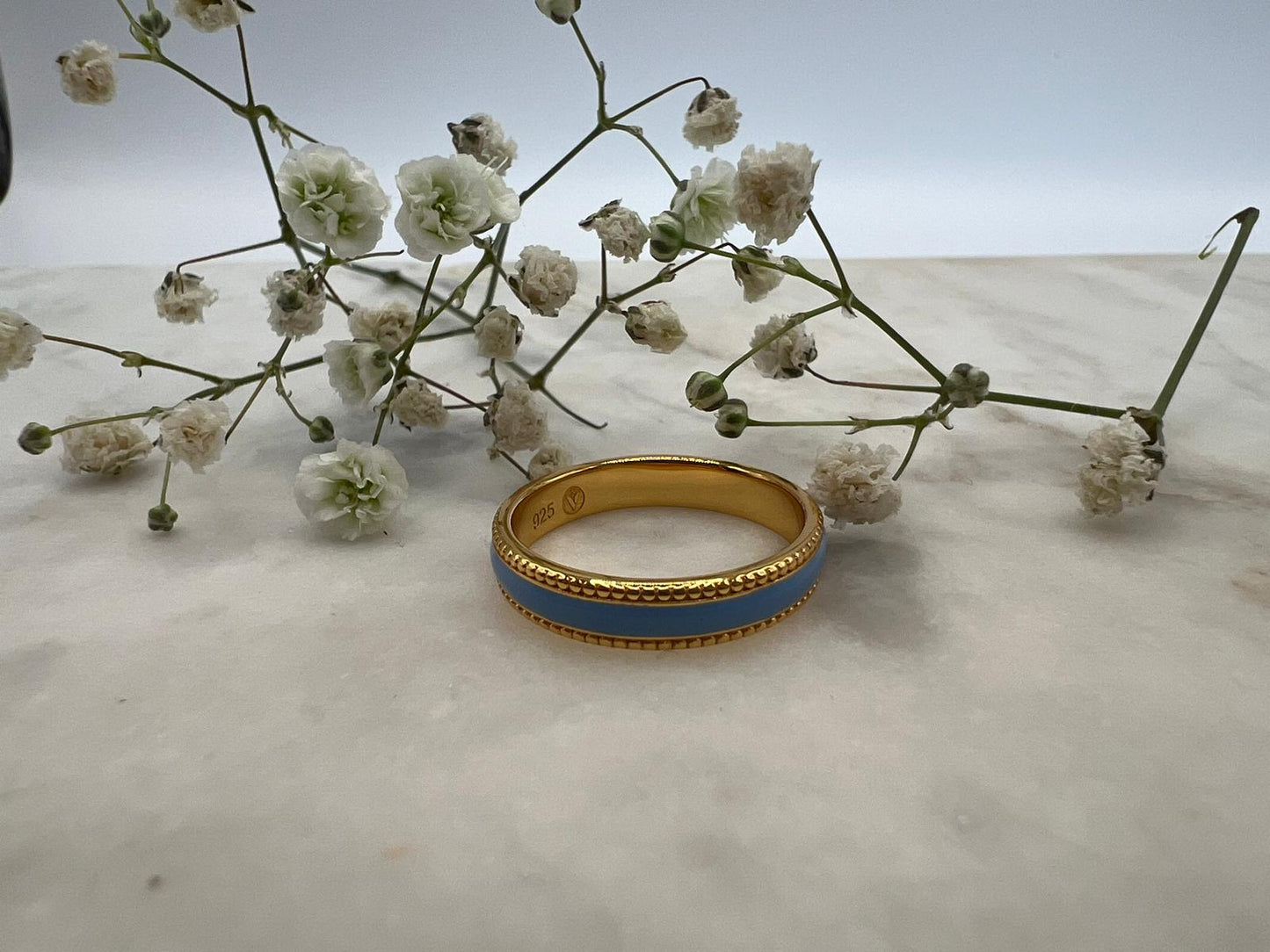 Classic Stackable Blue Enamel Ring