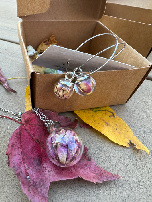 Globe of Love Handcrafted Rose Earrings
