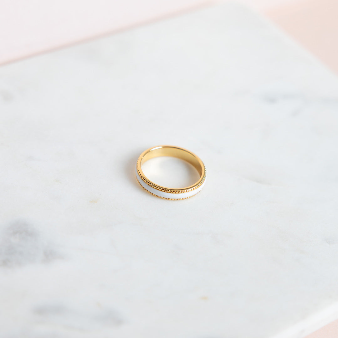 Classic Stackable White Enamel Ring